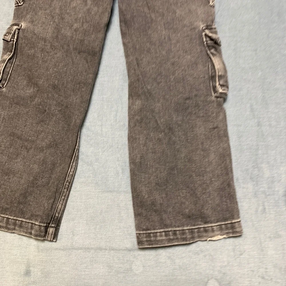 Pacsun Baggy Jeans Kids 10 Gray Denim Cargo Pockets Zip Fly Comfort Outdoor